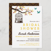 Brauner und Gelber Vogelkäfig Herbstdusche Einladu Einladung (Vorne/Hinten)