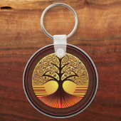 Brauner und Goldbaum des Lebens Schlüsselanhänger (Rückseite)