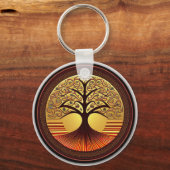 Brauner und Goldbaum des Lebens Schlüsselanhänger (Vorderseite)