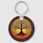 Brauner und Goldbaum des Lebens Schlüsselanhänger (Rückseite)