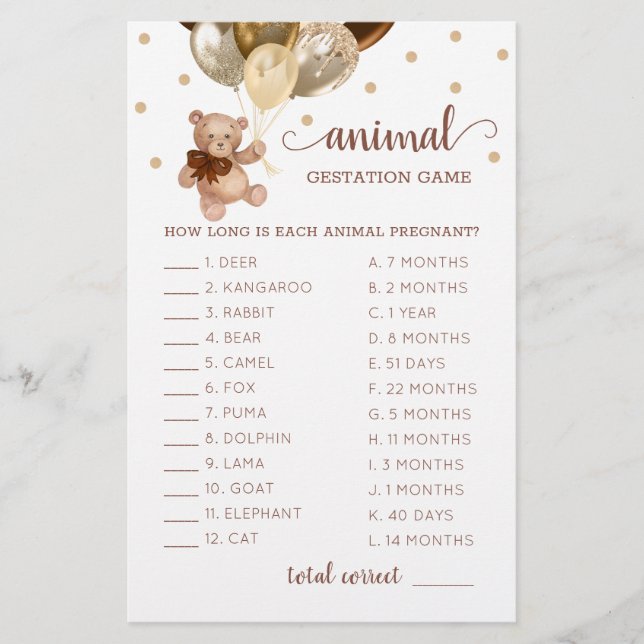 Brauner und Goldteddybär Gestationsspiel (Vorderseite)