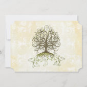 Brauner und grün geschwungener Baum Vintager Damas Einladung (Rückseite)