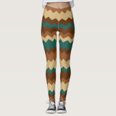 Brauner und grüner Herbst Zigzag Streifen Leggings (Vorderseite)