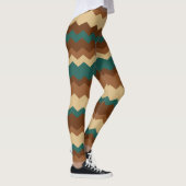 Brauner und grüner Herbst Zigzag Streifen Leggings (Rechts)