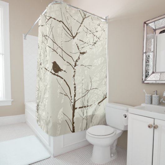 Brauner und Mandelbird in Baumgraf grau-neutral Duschvorhang (Beispiel)