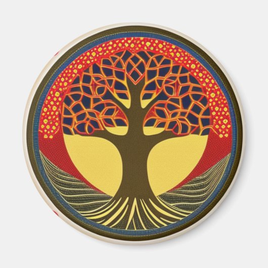 Brauner und Navy Tree Magnet (Vorne)