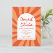 Brauner und orangefarbener Retro mit QR-Einladung  Einladung (Stehend Vorderseite)