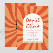 Brauner und orangefarbener Retro mit QR-Einladung  Einladung (Vorne/Hinten)