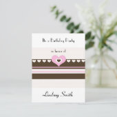 Brauner und rosa Streifen zum Geburtstag Einladung (Stehend Vorderseite)