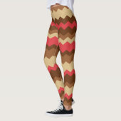 Brauner und roter Herbst Zig Zag gestreift Leggings (Links)