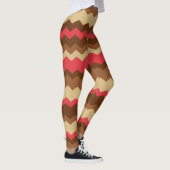 Brauner und roter Herbst Zig Zag gestreift Leggings (Rechts)
