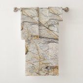 Brauner und schwarz getexturierter Stabstein Badhandtuch Set (Insitu)