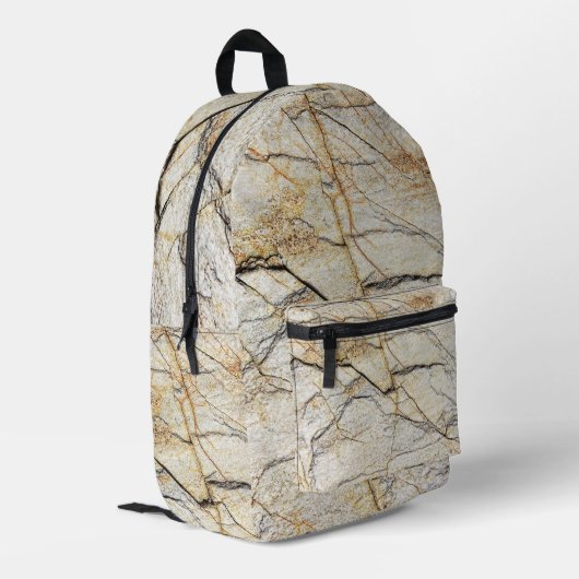 Brauner und schwarz getexturierter Stabstein Bedruckter Rucksack (Rückseitige Ecke links)