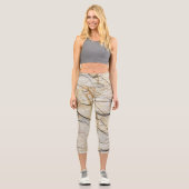 Brauner und schwarz getexturierter Stabstein Capri Leggings (Vorderseite)