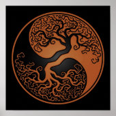 Brauner und schwarzer Baum des Lebens Yin Yang Poster (Vorne)