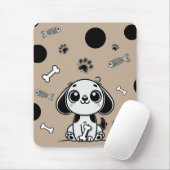 Brauner und Schwarzer Fischknochen Welpenhund Nied Mousepad (Mit Mouse)