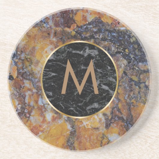 Brauner und schwarzer Imitat Marmorstein Sandstein Untersetzer (Vorne)