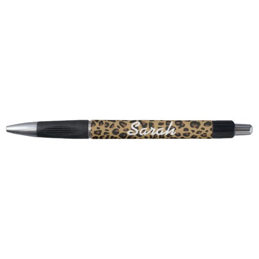 Brauner und schwarzer Jaguar-Pattern Pen Kugelschreiber (Vorderseite)