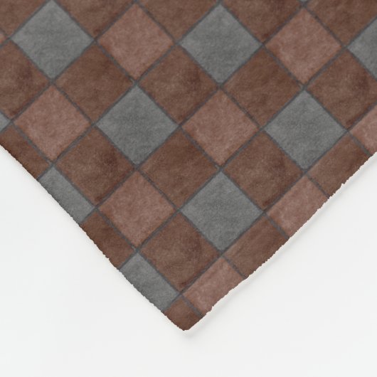 Brauner und schwarzer Karo Fleece Blanken (Ecke)