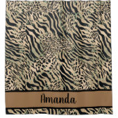 Brauner und schwarzer Tiger und Zebradruck Duschvorhang (Vorderseite)