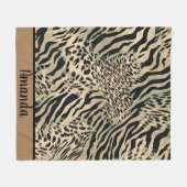 Brauner und schwarzer Tiger und Zebradruck Fleecedecke (Vorderseite (Horizontal))