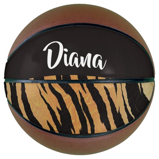 Brauner und schwarzer Tigerprint Basketball (Vorderseite)