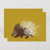 Brauner und Senf-Gold-Porcupine Postkarte (Vorne/Hinten)