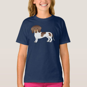 Brauner und Tan Piebald, glatter Dackel Hund T-Shirt