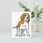 Brauner und weißer Beagle Postkarte (Stehend Vorderseite)