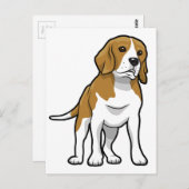 Brauner und weißer Beagle Postkarte (Vorne/Hinten)