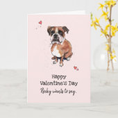 Brauner und weißer Boxerhund Valentinstag Karte (Gelbe Blume)