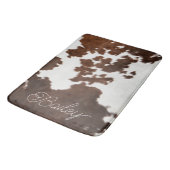 Brauner und weißer Cowhid Badematte (Schrägansicht)