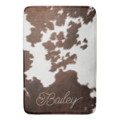 Brauner und weißer Cowhid Badematte (Vorderseite Vertikal)