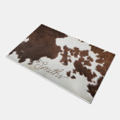 Brauner und weißer Cowhid Doormat Fußmatte (Schrägansicht)