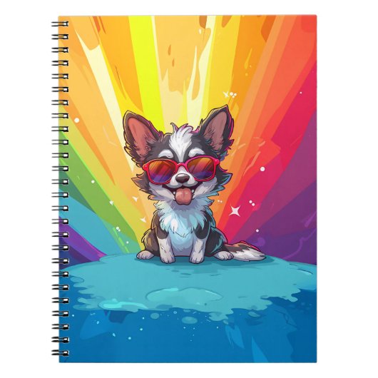 Brauner und weißer Hund mit Sonnenbrille Notizblock (Vorderseite)