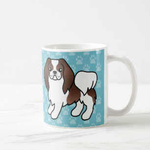 Brauner und weißer japanischer Kinnkartoonhund Kaffeetasse