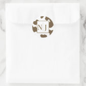 Brauner und weißer Kuhdruck Land Western Rodeo Runder Aufkleber (Tasche)