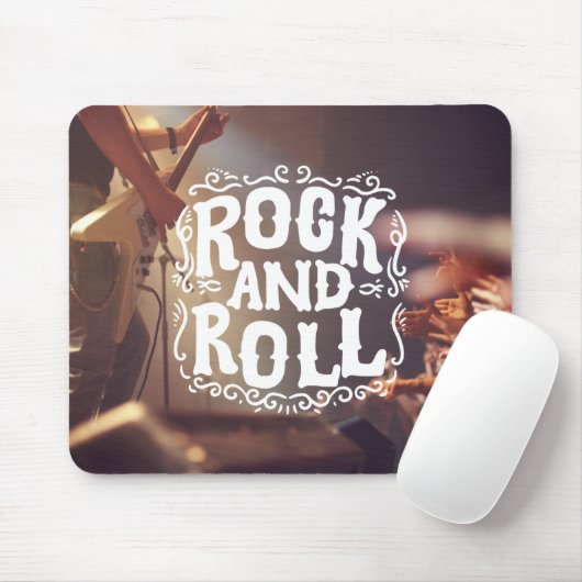Brauner und weißer moderner Rock und Roll Mousepad (Mit Mouse)