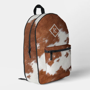 Brauner und weißer realistischer Cowhidprint Nr. 2 Bedruckter Rucksack