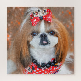 Brauner und weißer Schih Tzu Welpenhund Puzzle