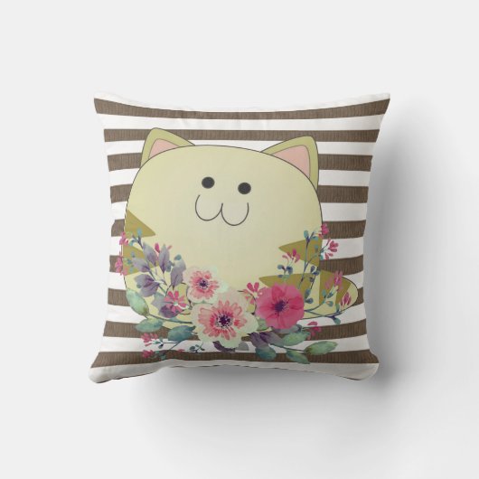 Brauner und weißer Streifen Kissen (Rückseite)