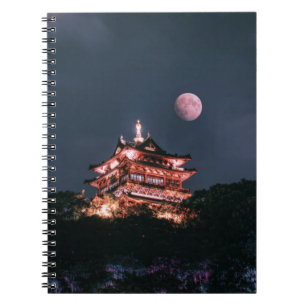 BRAUNER UND WEISSER TEMPEL UNTER VOLLMOND NOTIZBLOCK