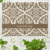 Brauner Vintage-Damask-Erbstück Geschirrtuch (Gefaltet)