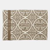 Brauner Vintage-Damask-Erbstück Geschirrtuch (Horizontal)