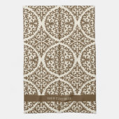 Brauner Vintage-Damask-Erbstück Geschirrtuch (Vertikal)