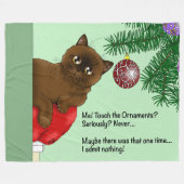 Brauner Weihnachtsbaumschmuck-Kater Fleecedecke (Vorderseite (Horizontal))