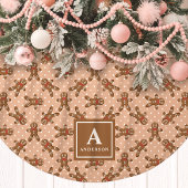 Brauner Weihnachtsmann-Monogramm-Weihnachten Polyester Weihnachtsbaumdecke