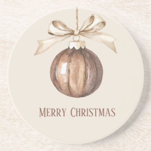 Brauner Weihnachtsschmuck cremefarbene Schleife Getränkeuntersetzer