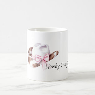 Brauner Weiß Rosa Schleife Cowgirl Hut Kaffeetasse
