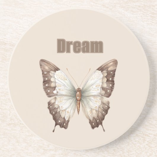 Brauner Weißer Traum Schmetterling Getränkeuntersetzer (Vorne)